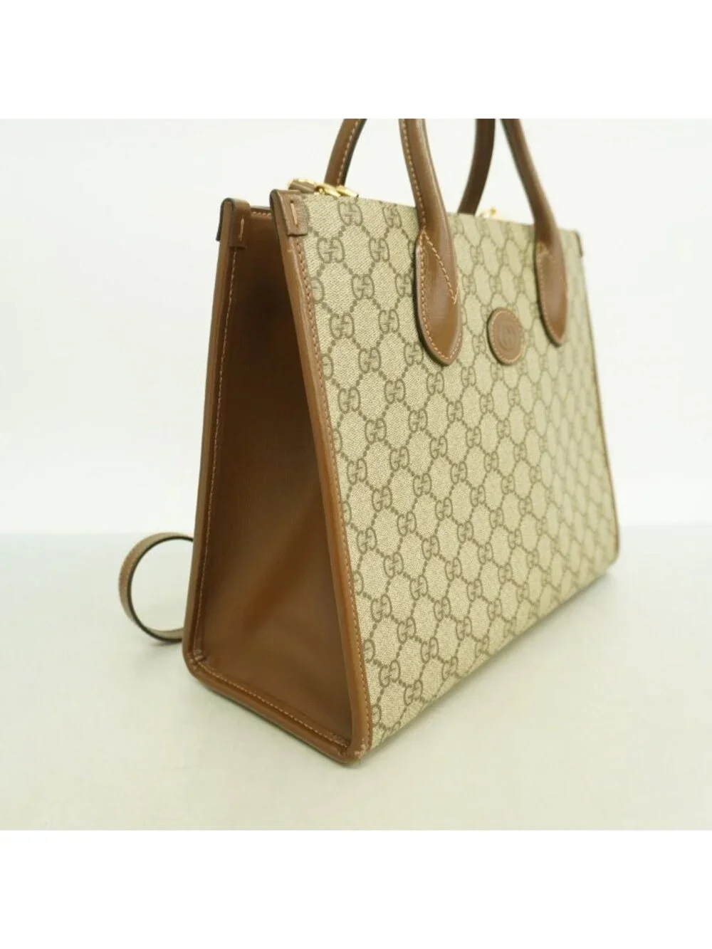 Gucci Tote GG Supreme Brown Gold 2-Way
